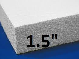 Foam packaging sheet showing 1.5-inch thickness