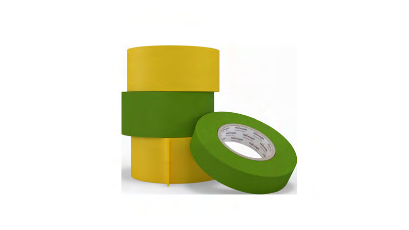Sunmight masking tape family — yellow and premium green rolls