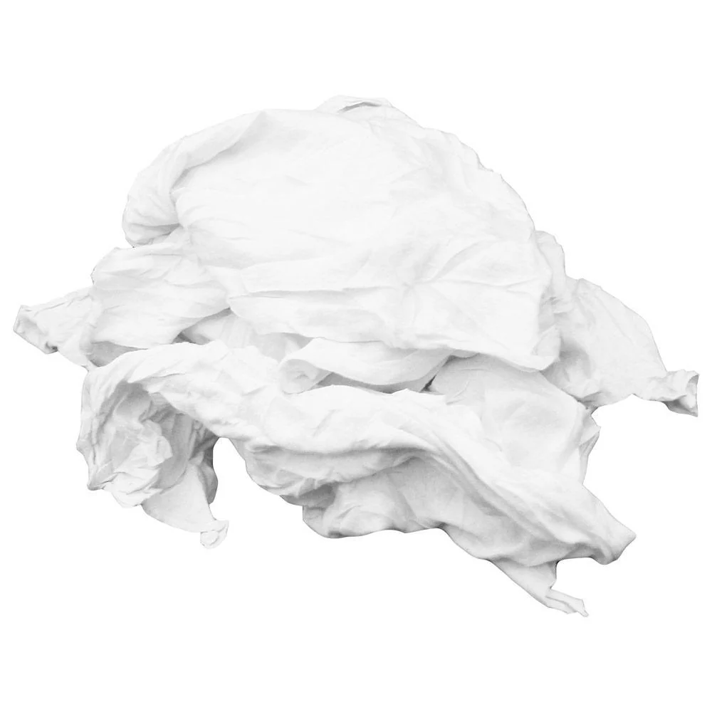 Loose white cotton wiping rags — representative product photograph